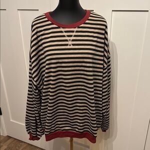 UE Black and Tan Striped Sweatshirt with Burgundy Accents